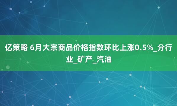 亿策略 6月大宗商品价格指数环比上涨0.5%_分行业_矿产_汽油